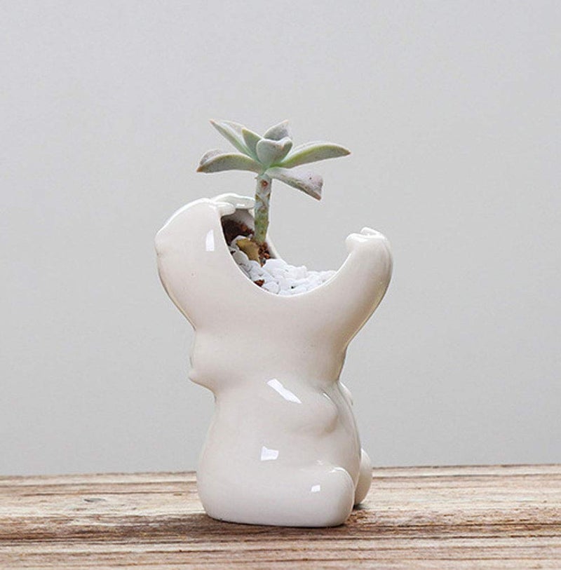 MONMOB Succulent Pot Planters Outdoor Decor Outdoor Planter Plants Patio Balcony Yard Lawn Ornament Home Office Room Decor Gardening Gifts (5" Hippo) - Image 3